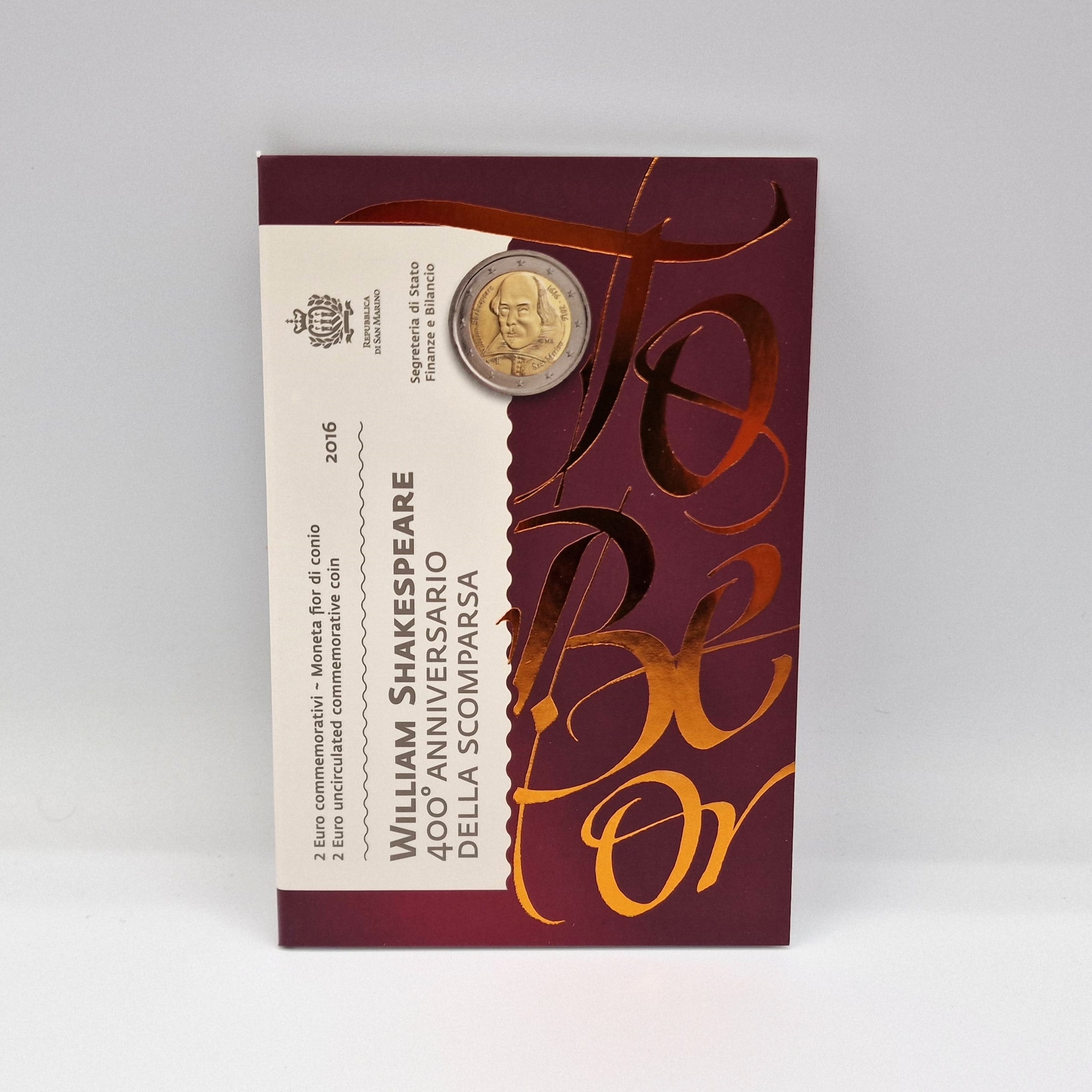 2016 "William Shakespeare" - 2€ San Marino Coincard